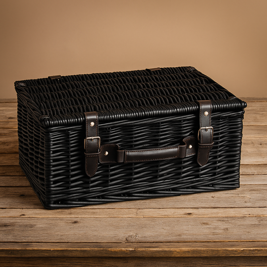 Black Wicker Hamper Basket 16"